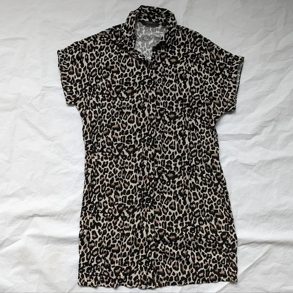 Vero Moda Simply Easy Shirt Tie Dress Animal leopard Print - Size XS - Picture 2 of 9